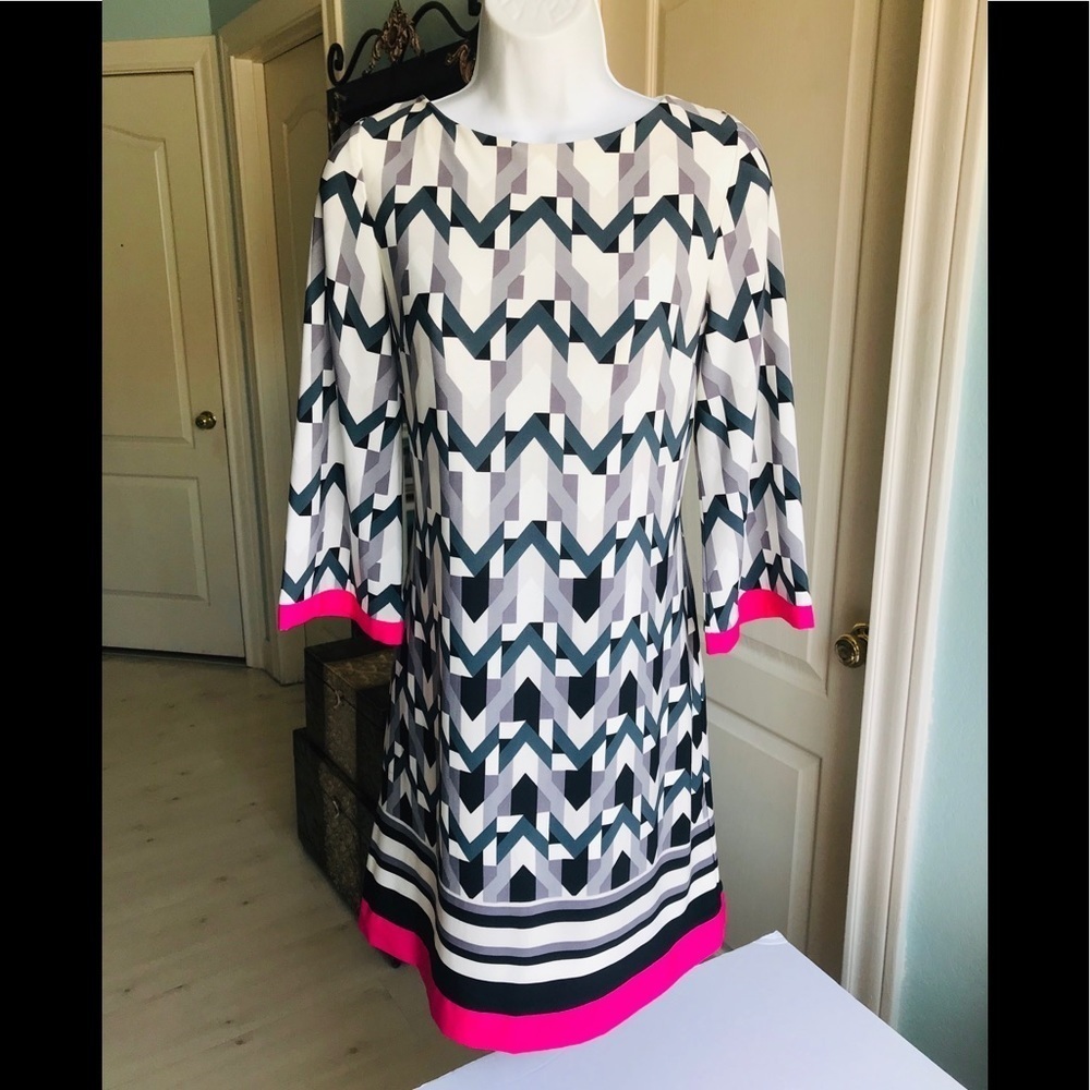 Eliza J shift dress. Multicolored chevron pattern